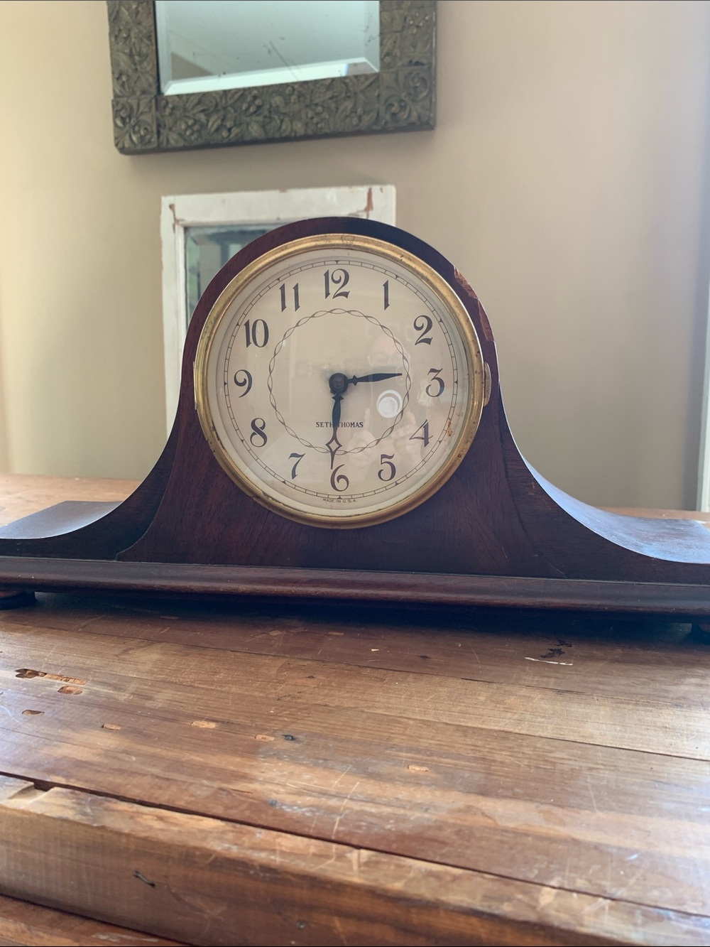 Vintage Seth Thomas Brown Mantel Clock - Classic Wood Finish
